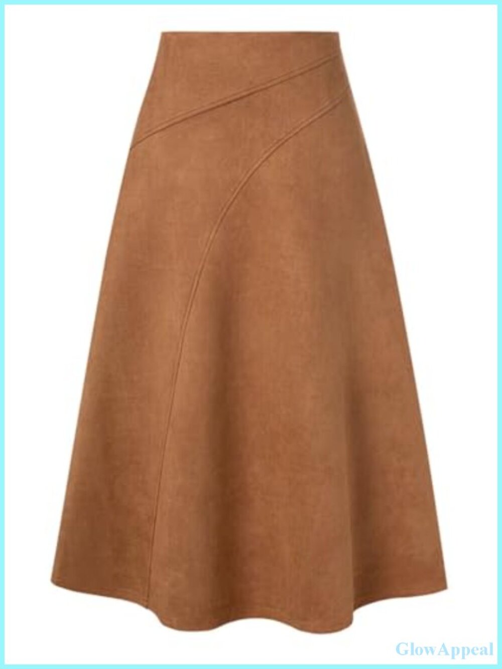 Faux Suede High Waist A-Line Midi Skirt Fall Winter Work Casual